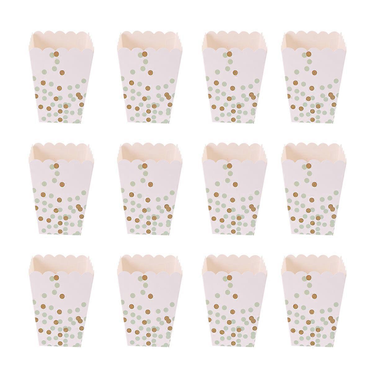 Treat Boxes Popcorn Boxes for Storage Use 24Pcs Polka Dot Printing White