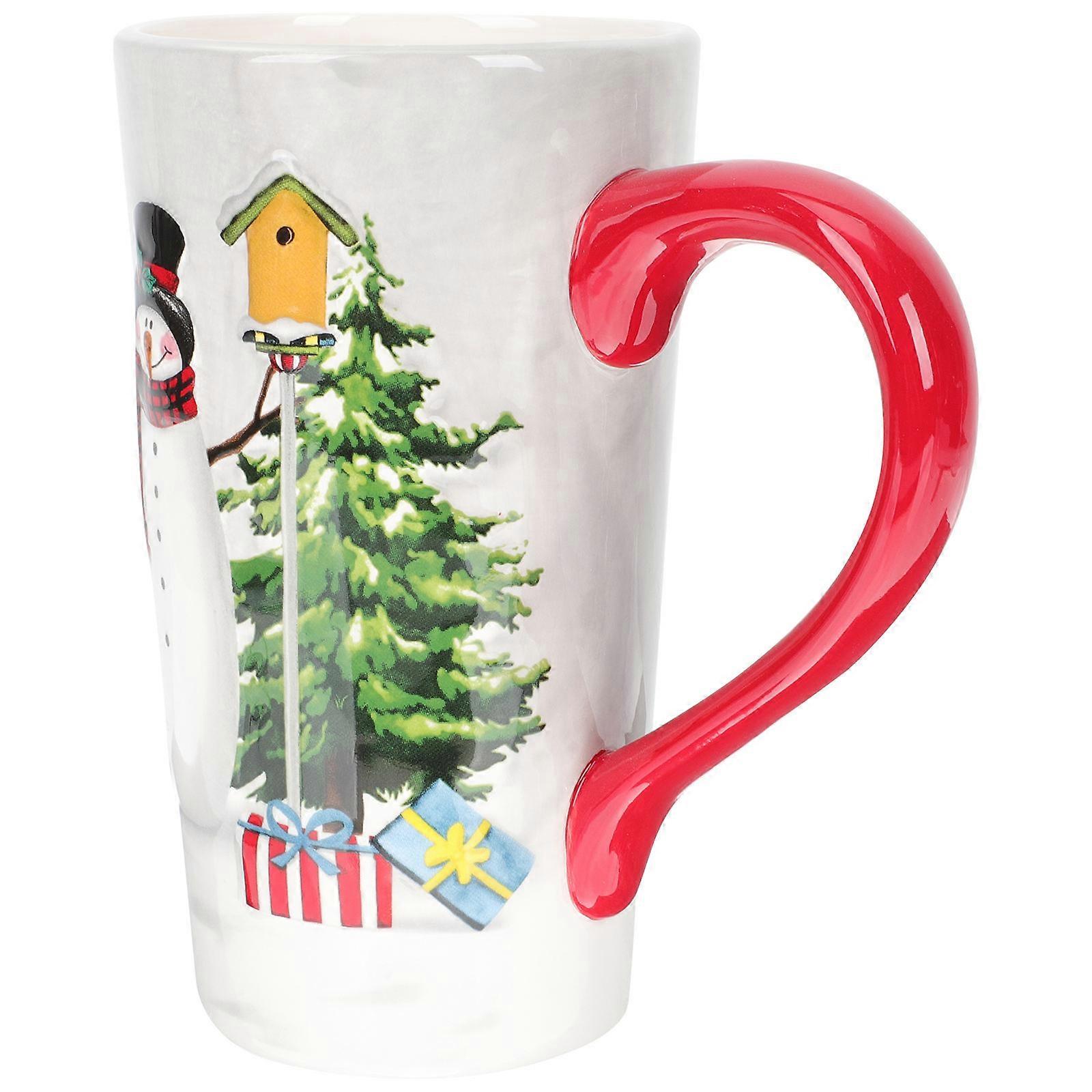 Ceramic Water Mug Large Capacity Multi-Function Coffee Cup with Relief Design