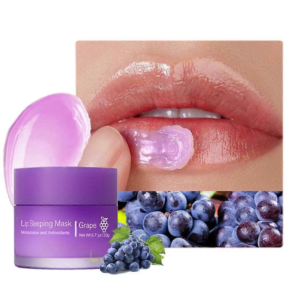 Lip Sleeping Mask with Deep Hydration, Overnight Lip  Balm for Dry Chapped Lips, Grape