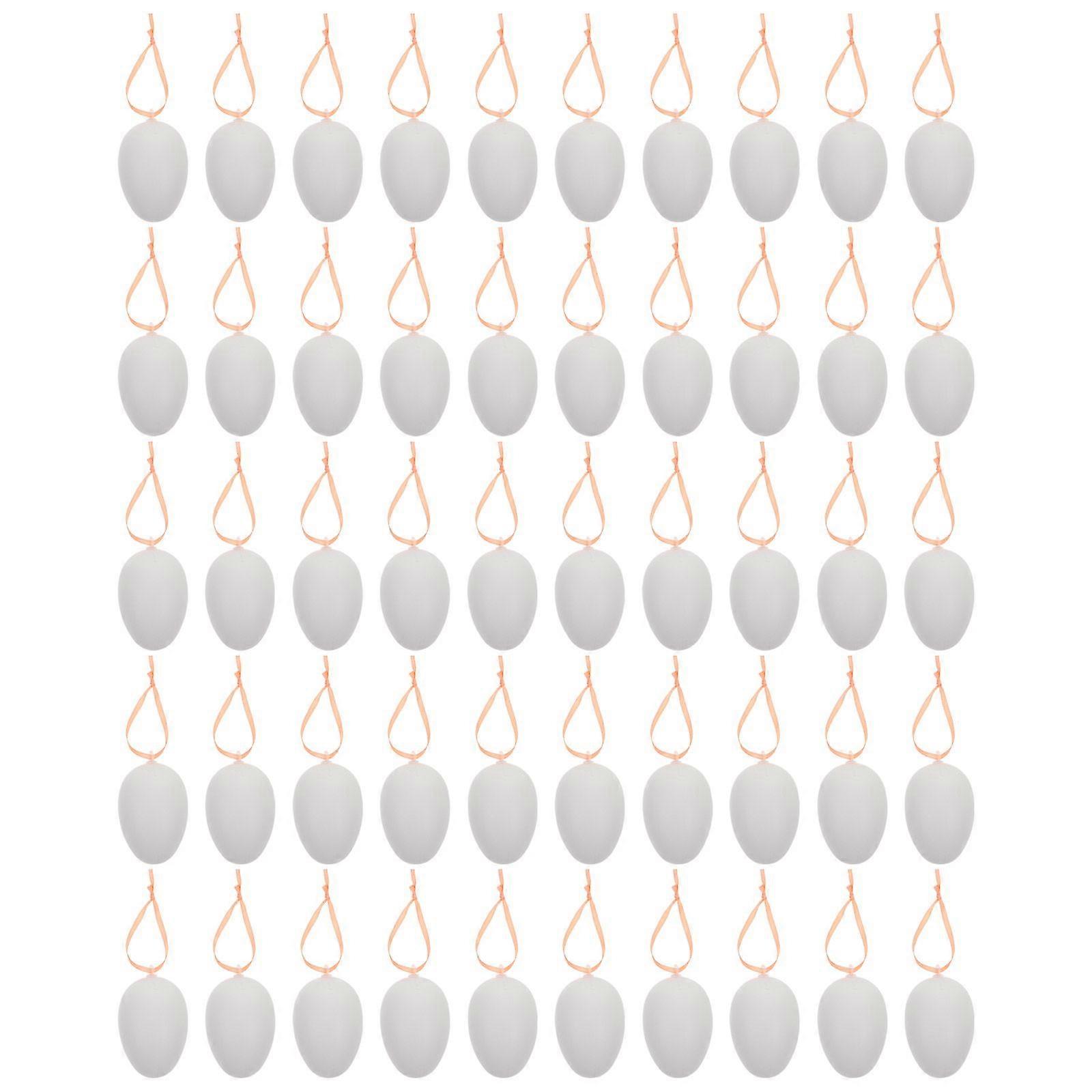 50pcs Easter Egg Decors Easter Party DIY Hand-painted Eggs Pendent Hanging Decor