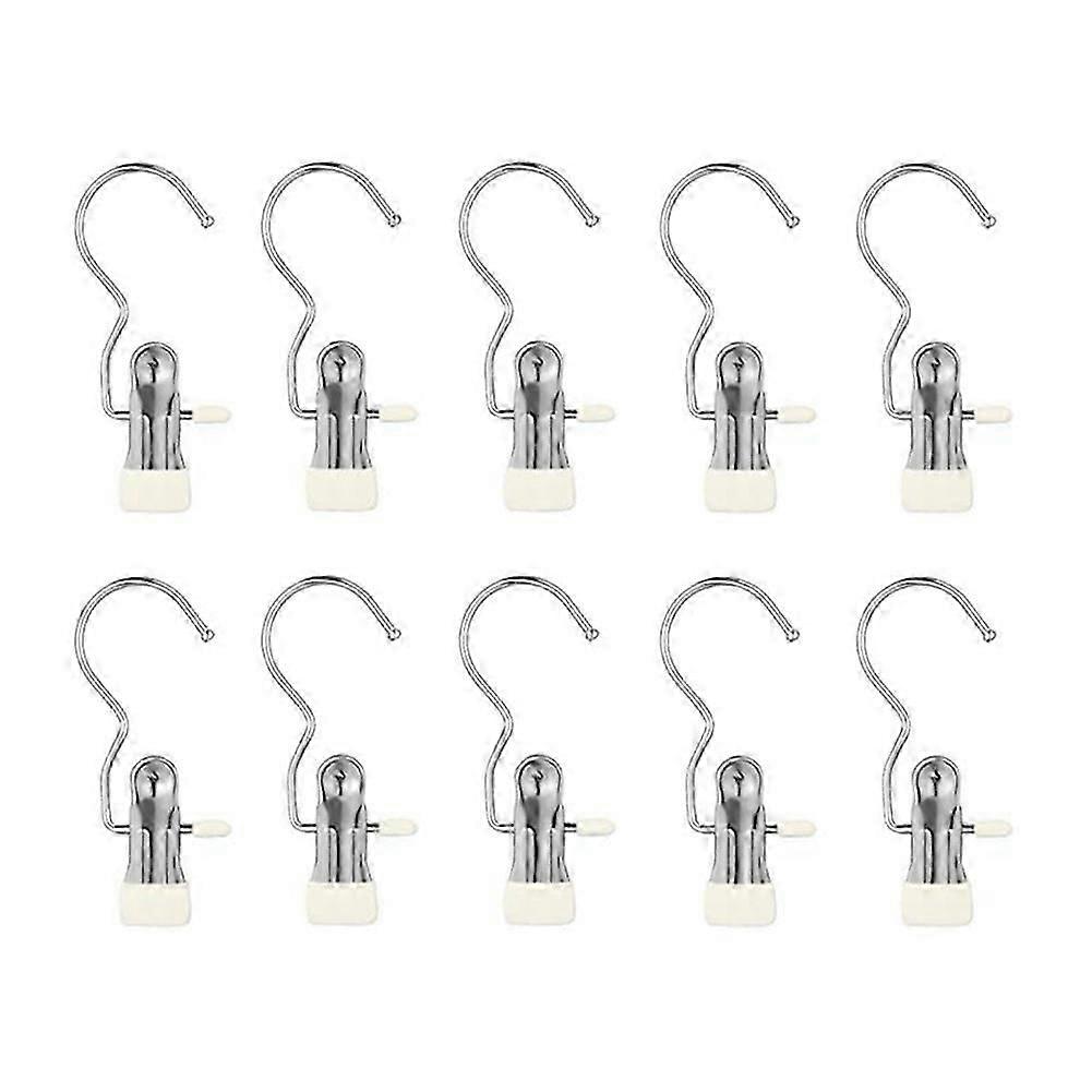 Laundry Hooks Hanging Clip Clothes,Hat Pants Towel Beige 10PC