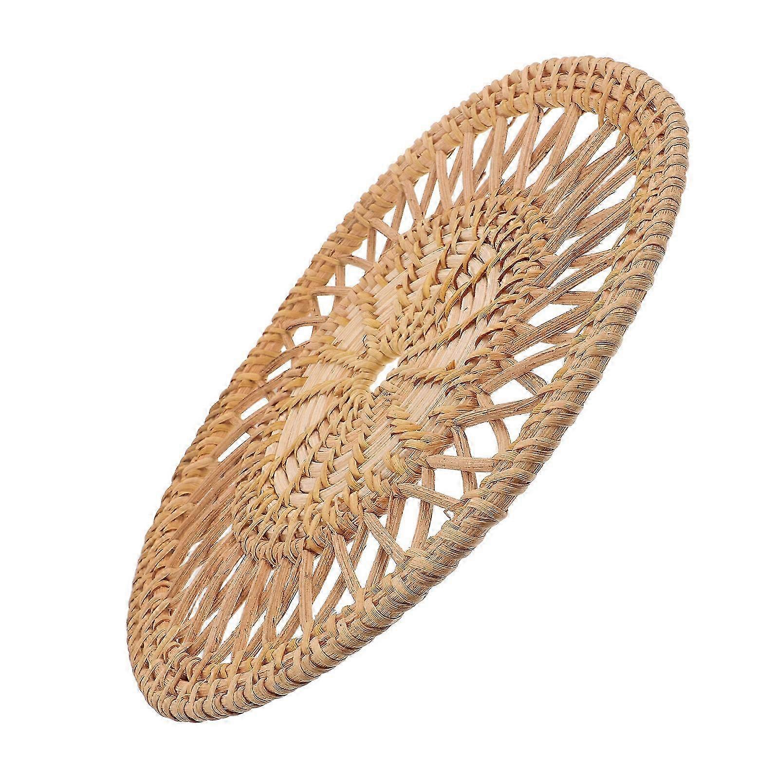 2026 Suitable Round Braided Rattan Coasters for Table Protection 2Pcs Light Brown Set