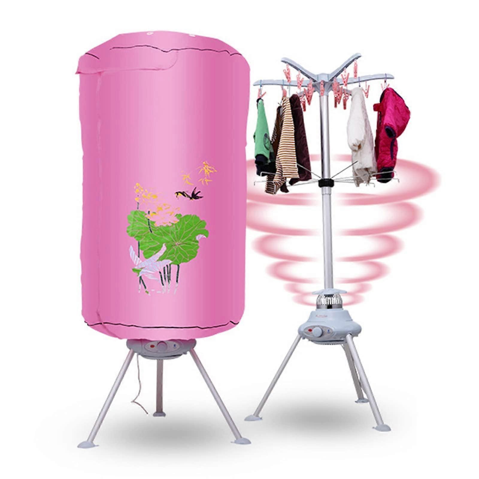 Electric Clothes Dryer 1000W QuickDrying Rack with Timer, Foldable DoubleLayer for Home Dorm Pink