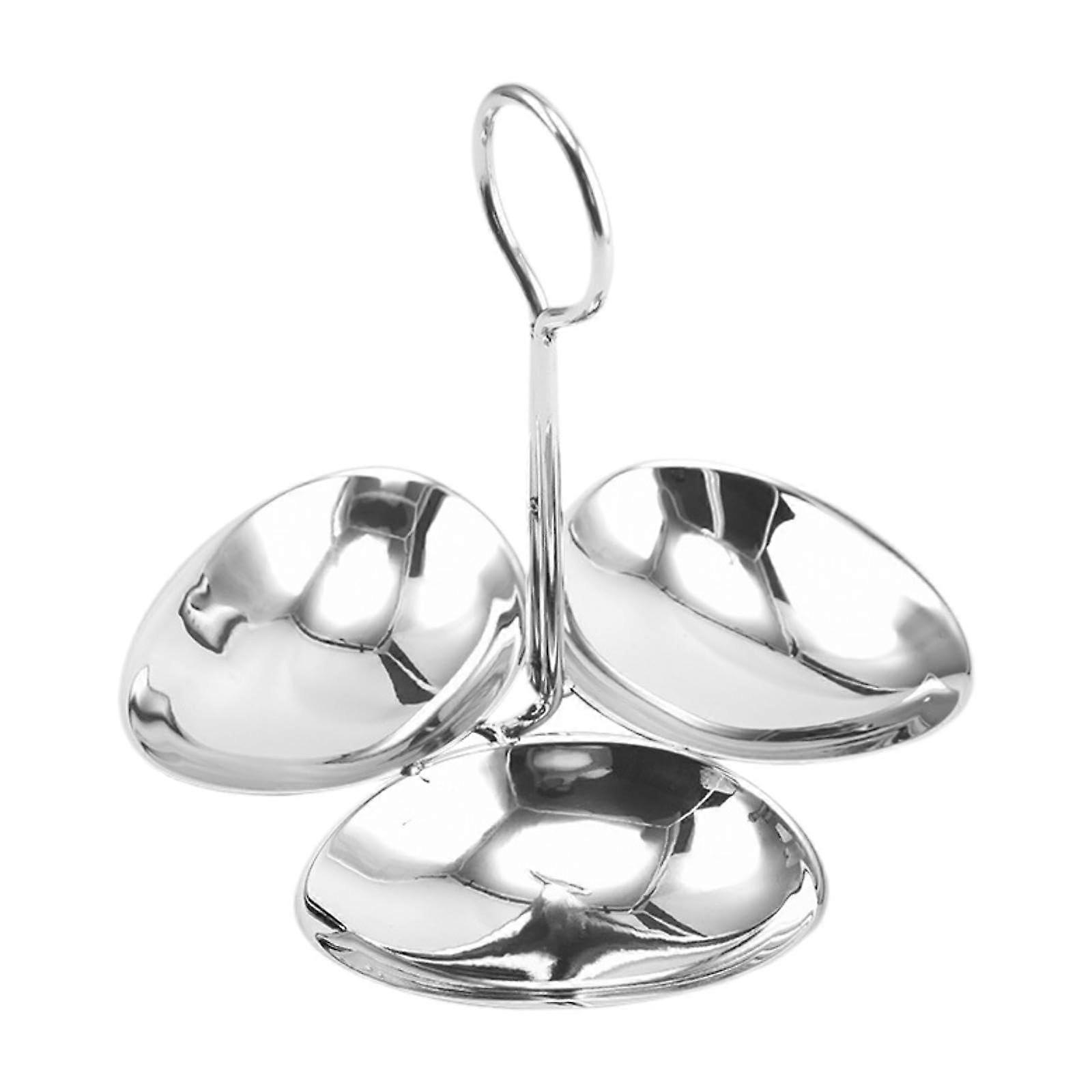 Serving Bowls Set with Stand, ThreeSection Stainless Steel Divided Tray for Snacks, Appetizers, Fruit