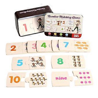Children's Iron Box Number Enlightenment Paired Wooden Animal Match Puzzle Board Logical Thinking Training Game Educational Toys