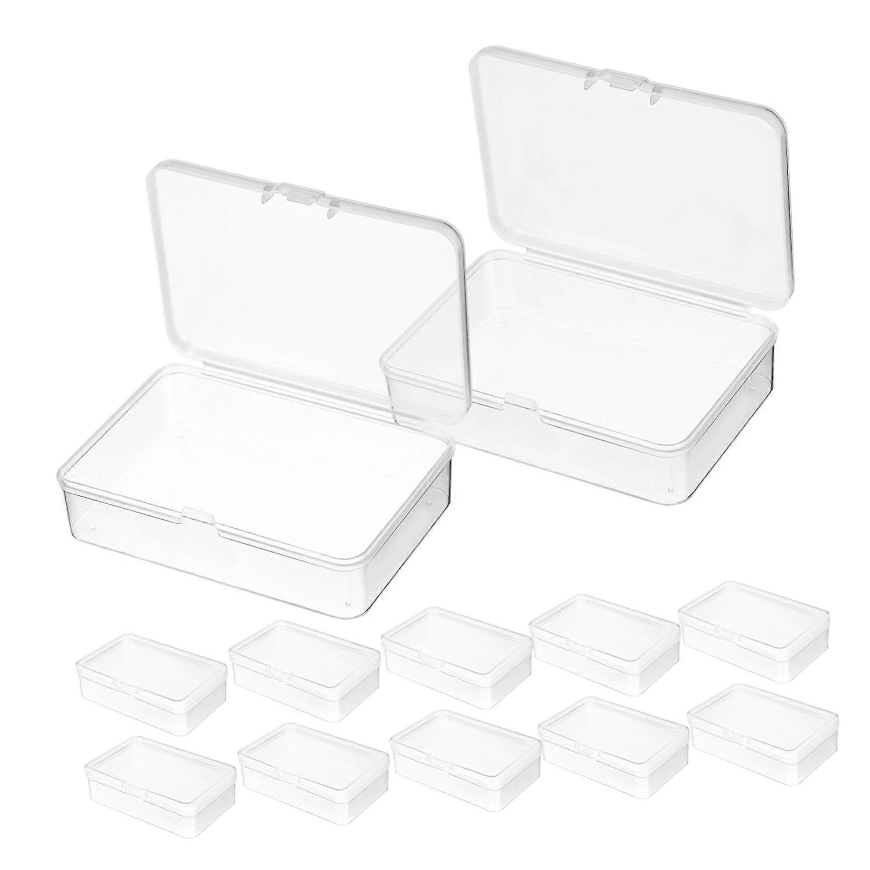12Pack Clear Plastic Storage Boxes with Secure Snap Closure for Cards and Small Parts Organizer