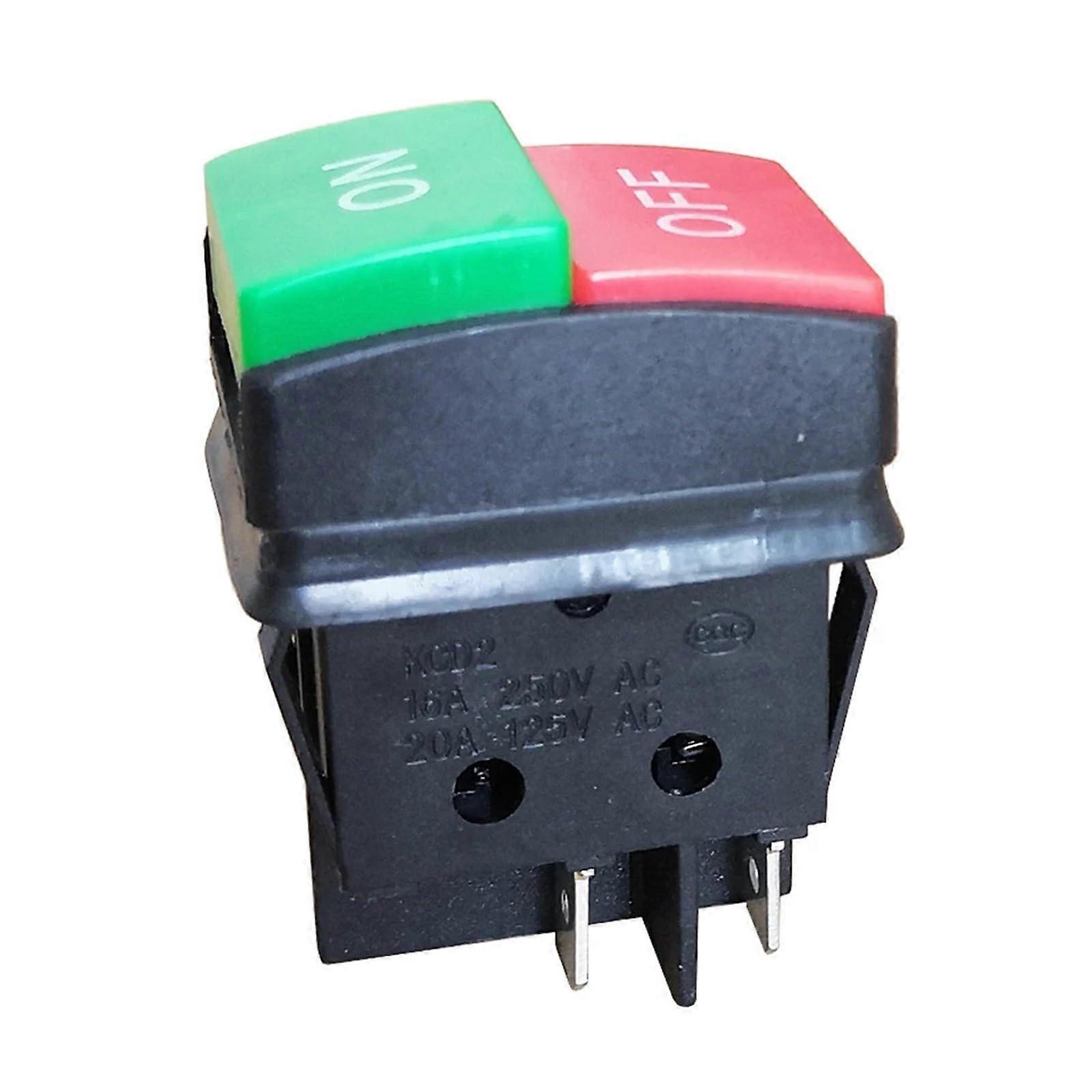 KCD2 HY52 On Off Pushbutton Switch 16A 125/250V 4 Pin 2 Position for Car Washer, 2 Pack