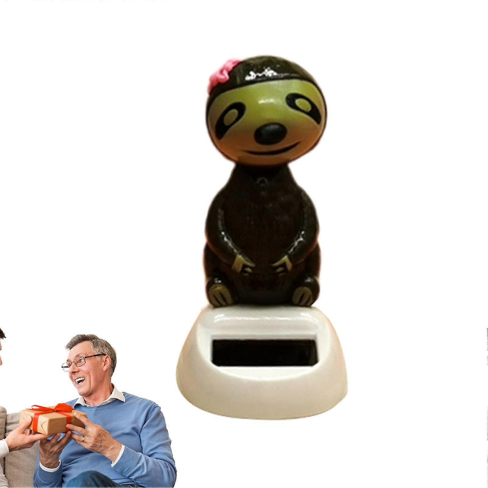 Solar Powered Sloth Bobblehead for Car Dashboard Ornament with Dancing Motion, No Battery Needed