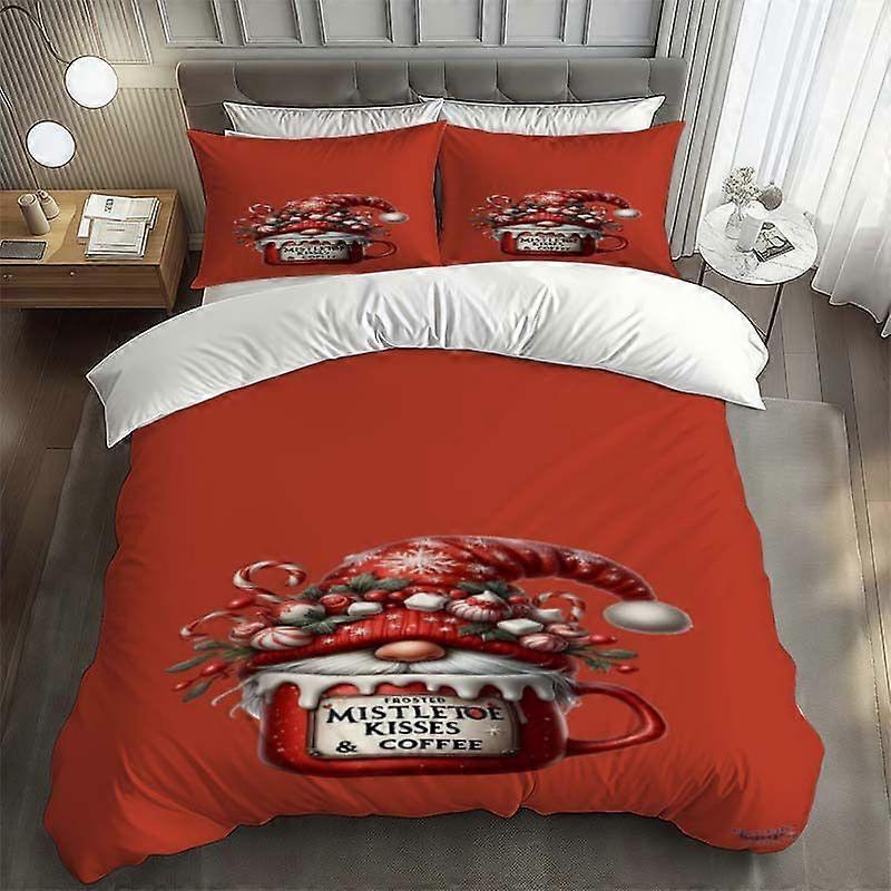 Christmas Gnome Coffee Cup Pattern Set Soft and Comfortable Bedding Set