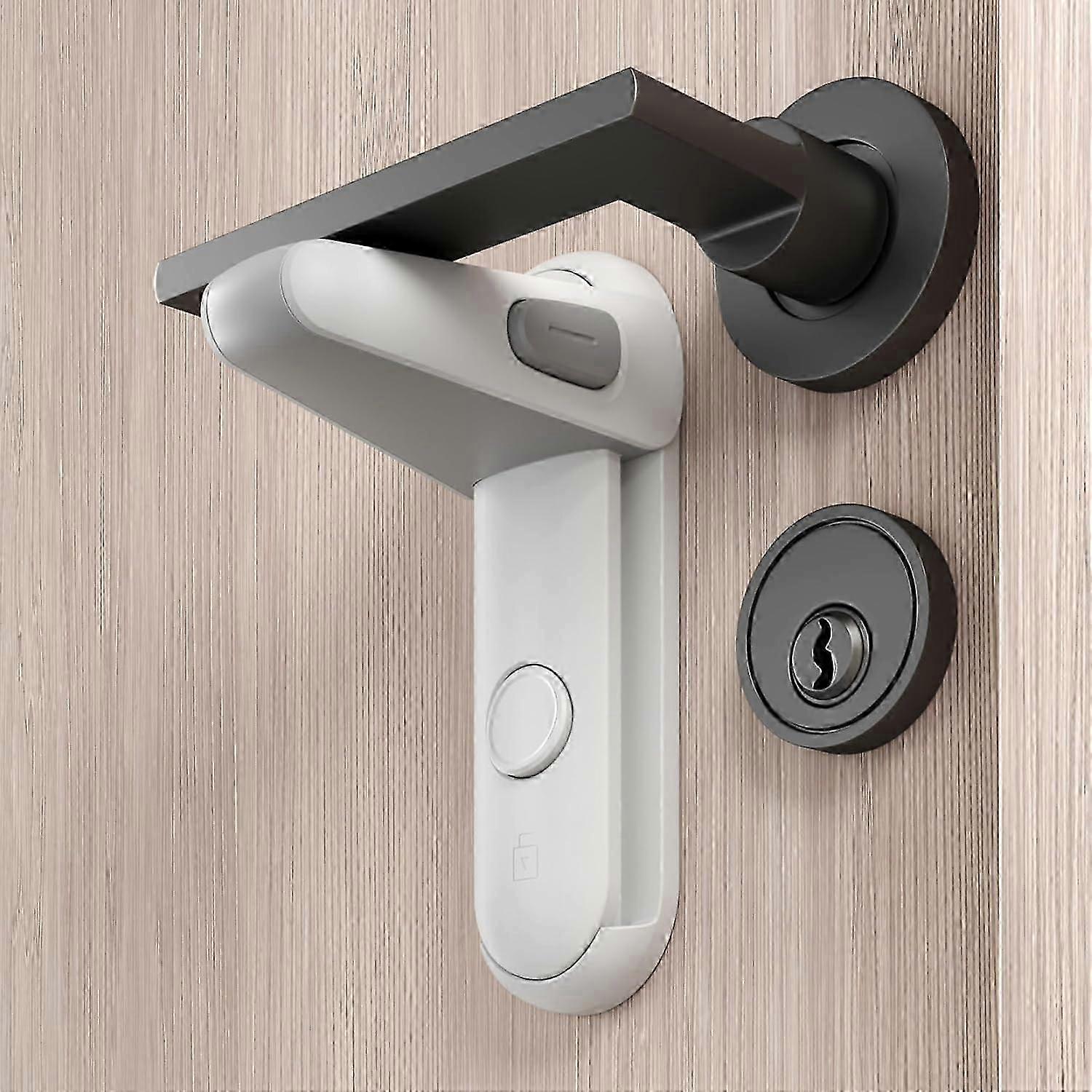 White Door Lever Safety Lock, 2-Pack