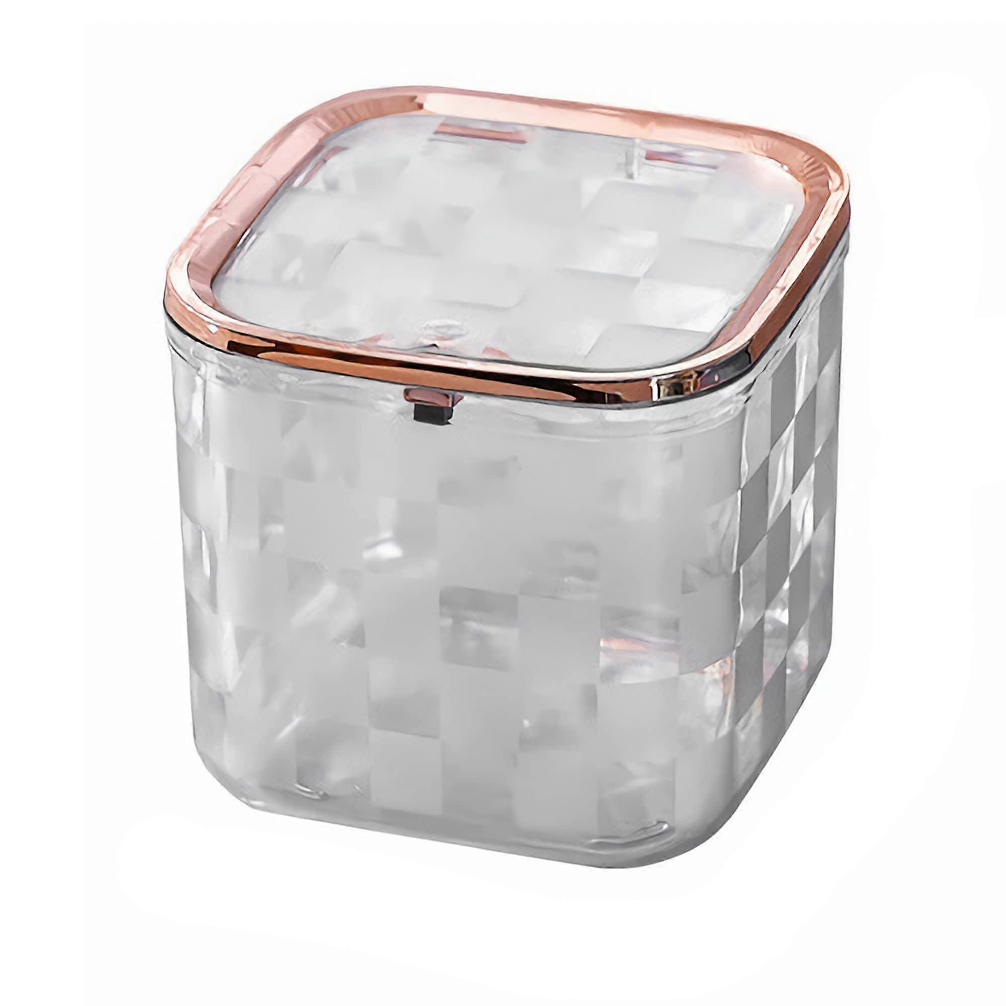 Clear Mini Trash Can with Lid, 2L Rectangular Small Bathroom Bin, OdorReducing Clear Design