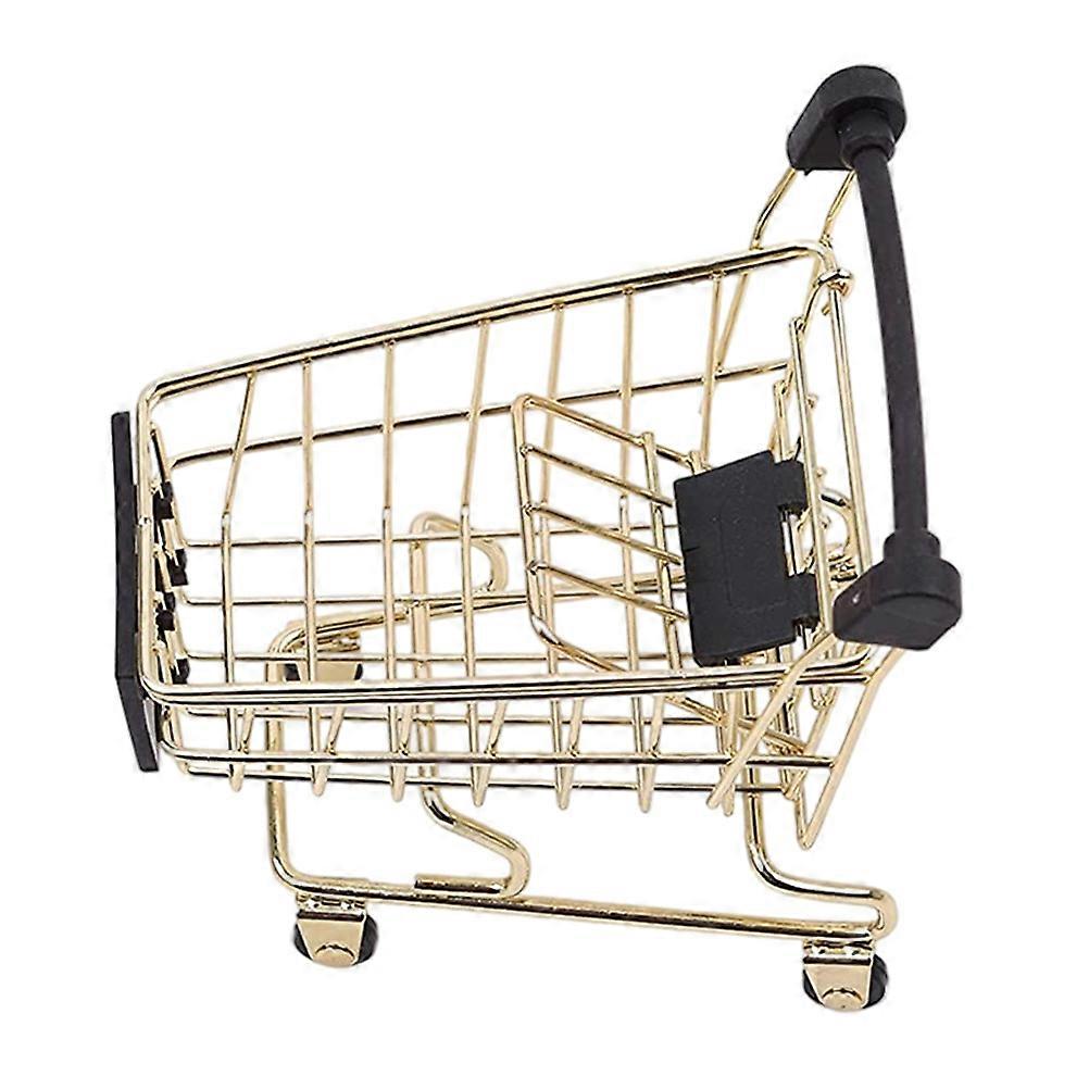 Golden Mini Trolley Storage Basket for Office Storage 1Pcs