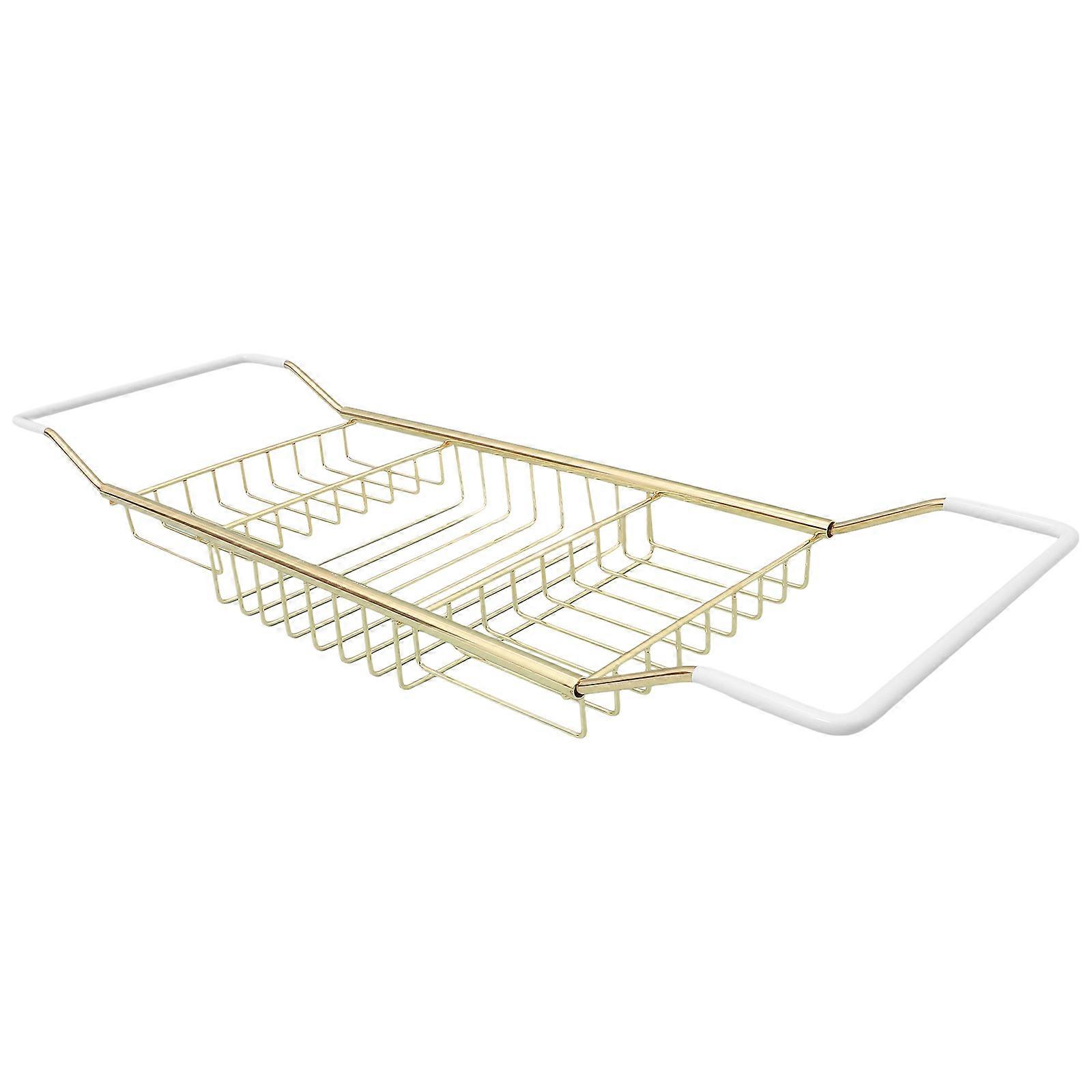 Home Bathtub Tray 2Pcs Rectangular Rust Resistant Showering Storage Device Golden Color