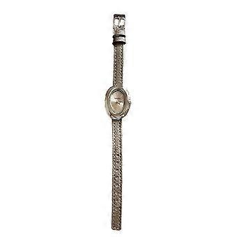 Ovale Damenuhr im Vintage-Stil, Quarzwerk, schlankes Armband aus Kunstleder, elegante Retro-Damenuhr