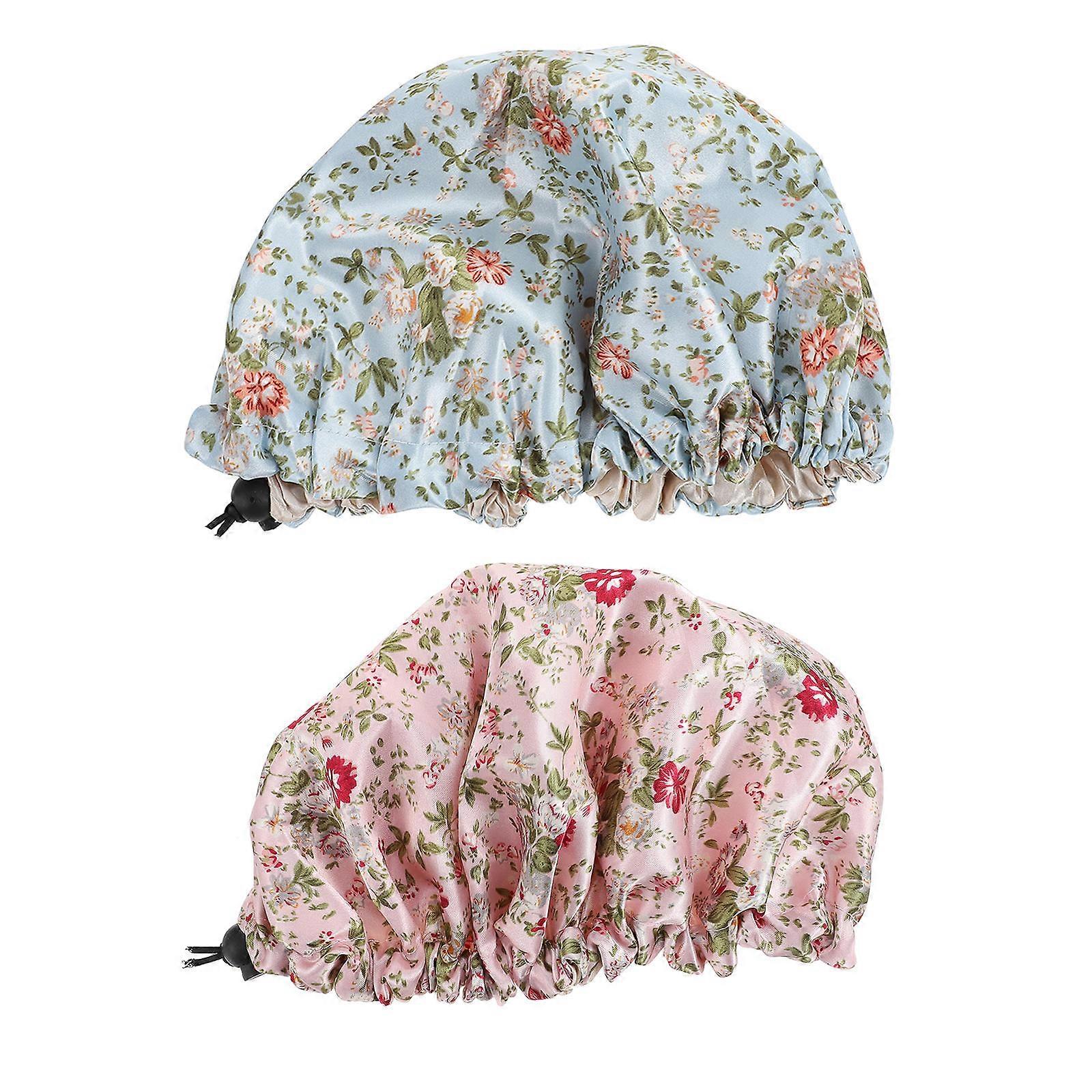 Elastic Sleeping Hat for Kids 2Pcs Adjustable Breathable Shower Caps