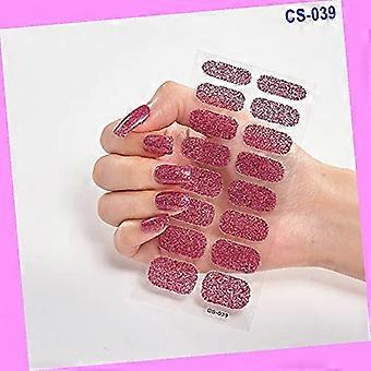 16pcs Glitter Gradient Nail Polish Wraps 3D Colorful Nail Art Stickers for Manicure Decor
