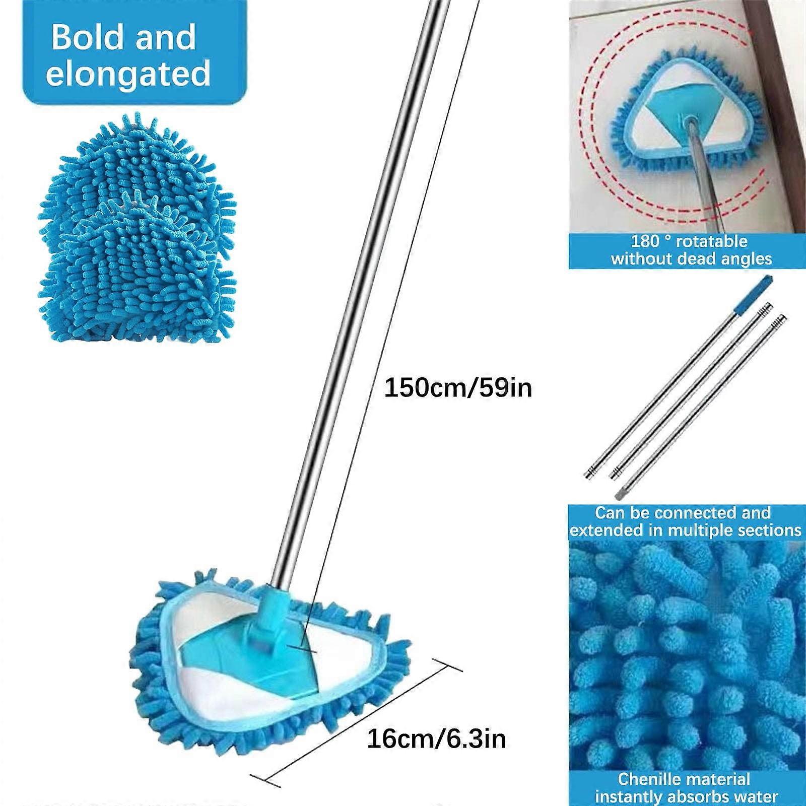 Triangular Mop,Wall Cleaner Mop,Multifunctional Cleaning Mop,Triangle Baseboard Scrubber for Painted Walls,Window,Floor,Baseboard