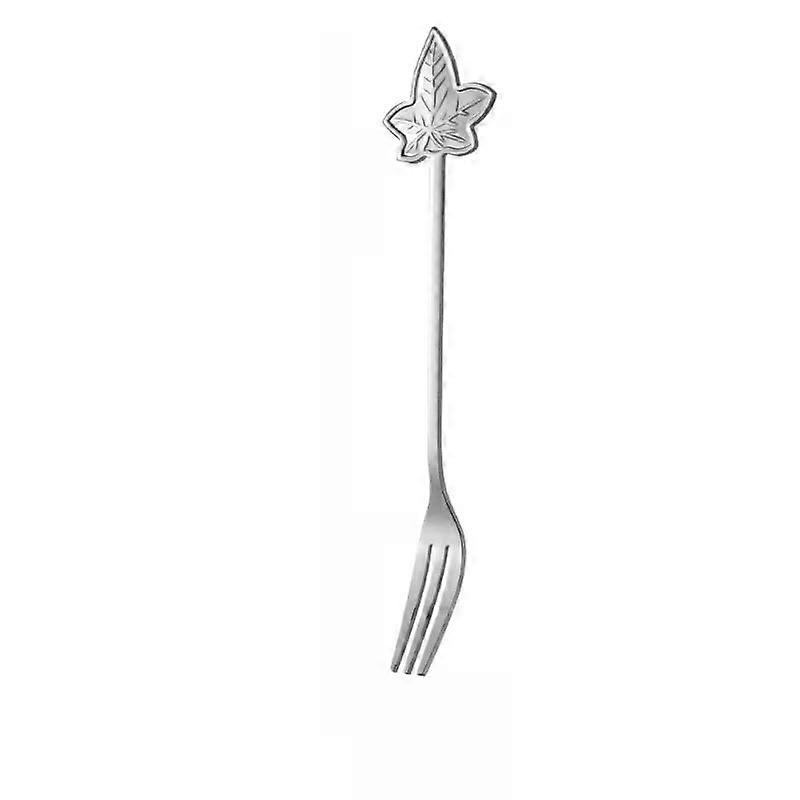 2pcs stainless steel leaf spoon creative leaf fork maple leaf fork fruit fork