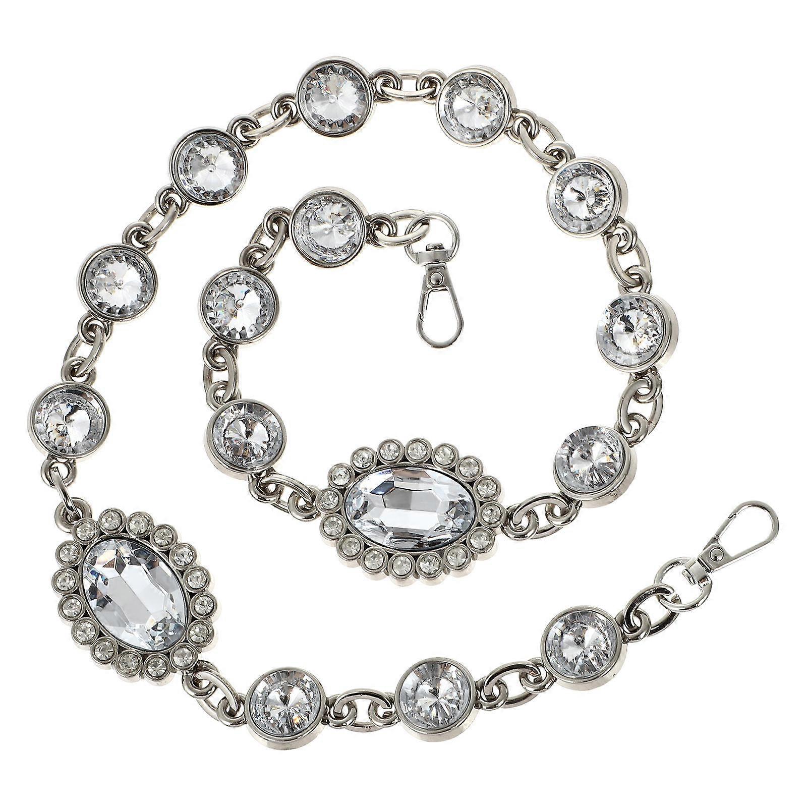 Artificial Rhinestone Bag Chain for Handbag Strap Replacement Silver Alloy