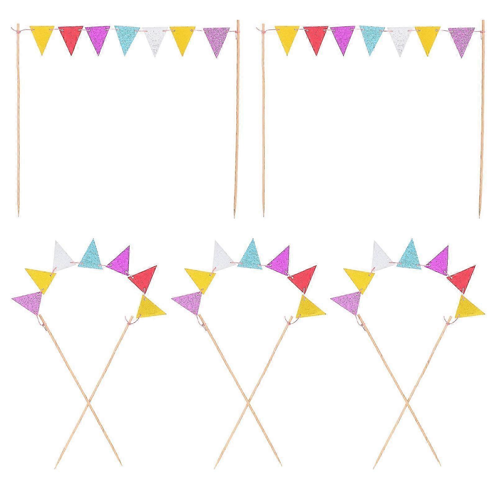 Egg Cake Insert Cake Topper for Decoration 5Pcs Triangle Flag Banner Picks