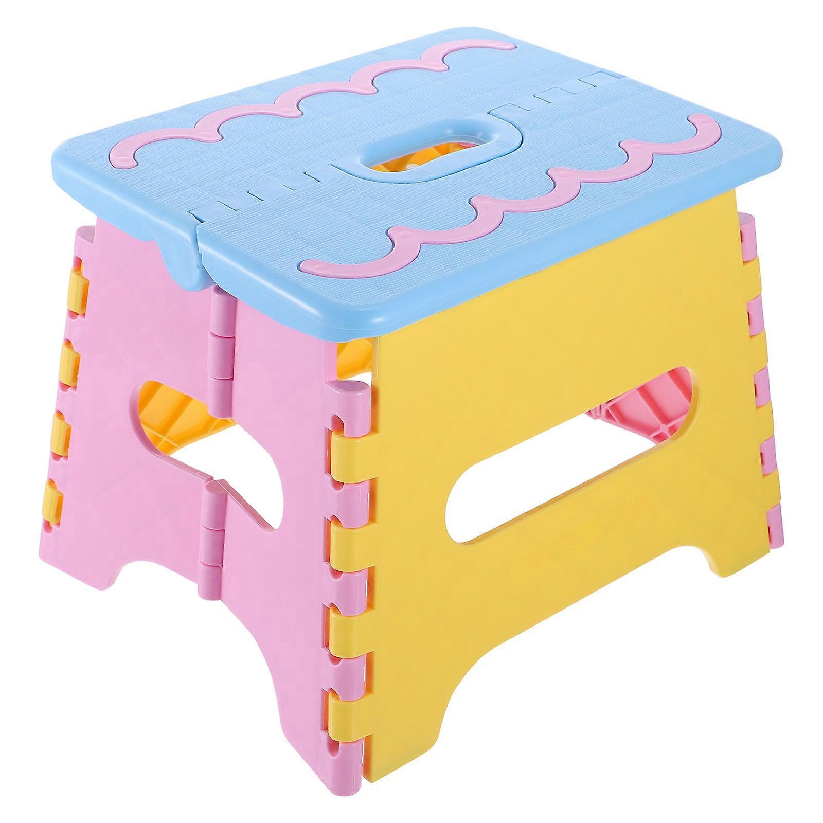 1Pc Folding Step Stool Plastic Foldable Stool Outdoor Portable Cartoon Stool