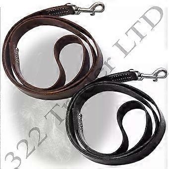 Large Leather Dog Leads for Dogs Heavy Duty Training Leash Black/Brown