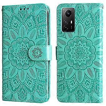 Étui portefeuille pour Xiaomi Redmi Note 12s 4G - Étui à rabat à motif mandala tournesol en relief avec emplacements pour cartes et fermeture magnétique