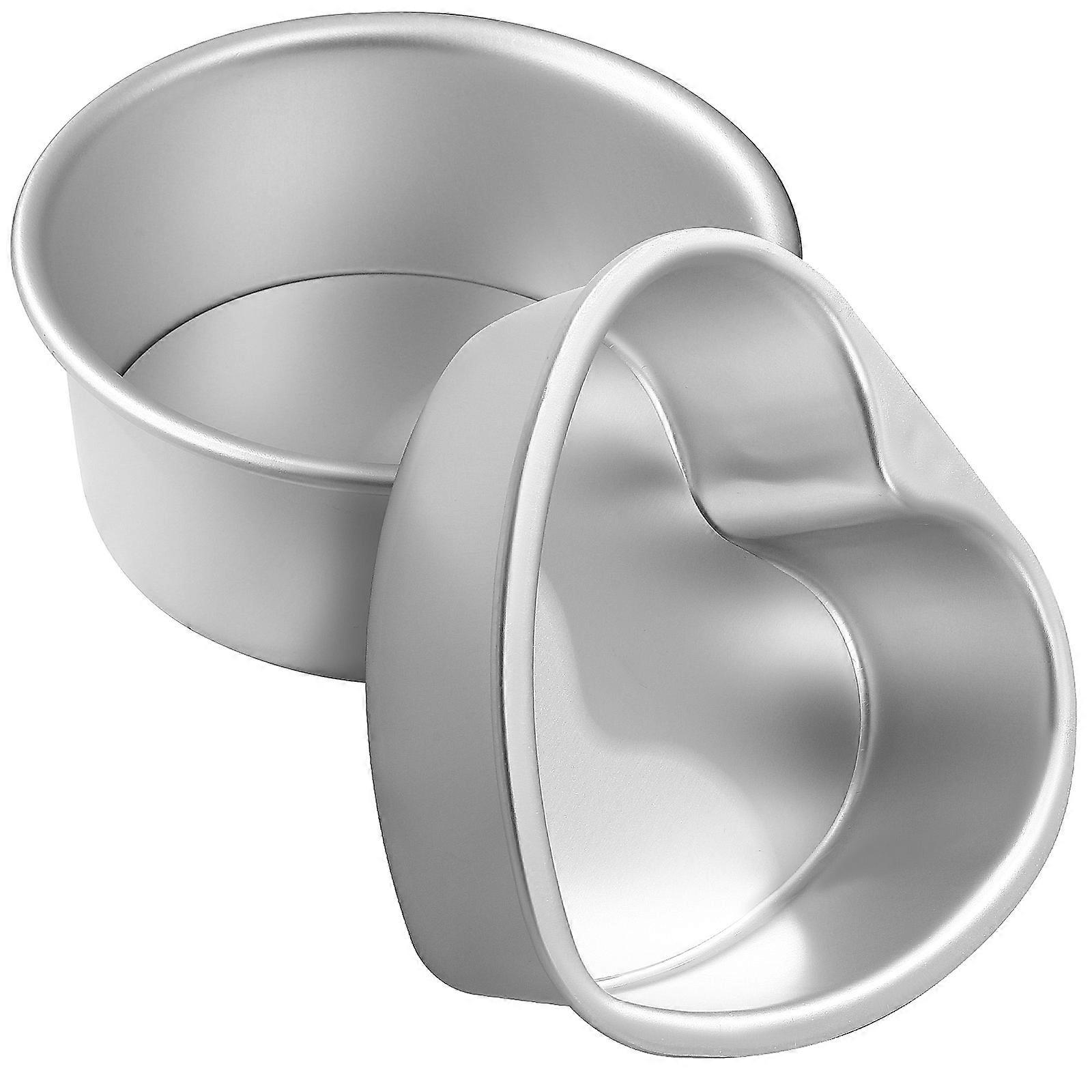 Silver Cake Mould 2Pcs Heart Shape with Removable Base for Baking
