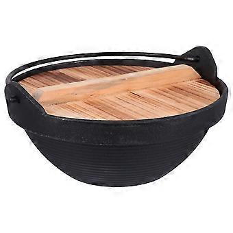 Single Outdoor Pot Cast Iron Pot for Cooking Use 1Set with Lid Black