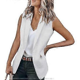 Temperament Waistcoat Chic Single Button Women Jacket 3XL white