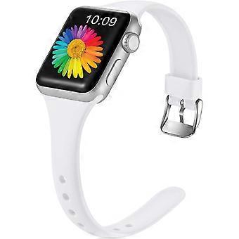 Banda delgada compatible con Apple Watch 40 mm 38 mm iWatch SE y Series 6 y Series 5 4 3 2 1 para mujeres Hombres, blanco, S / M