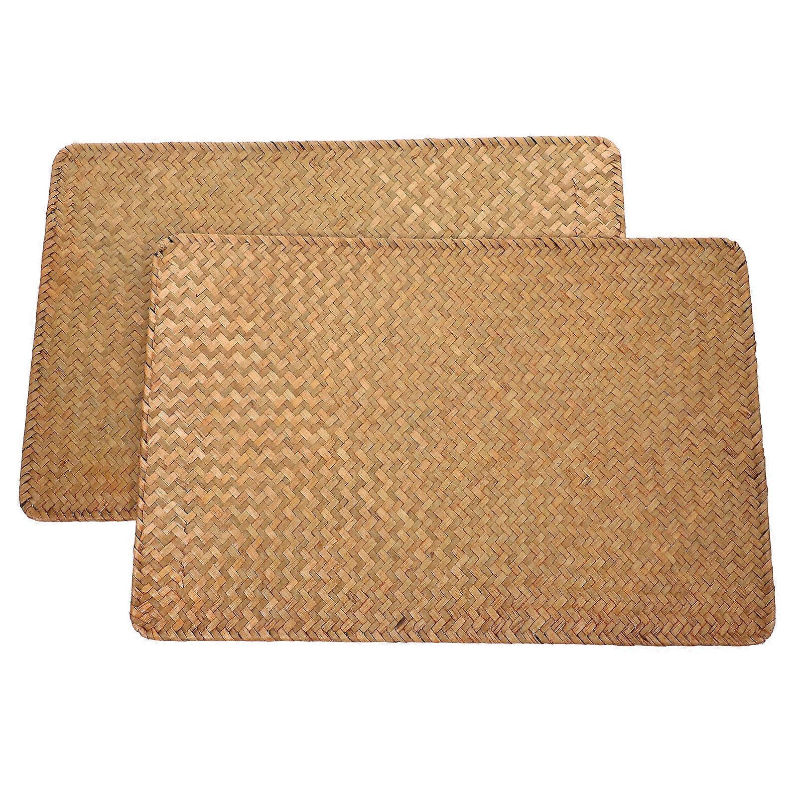 Woven Rectangular Placemat for Table Protection 6Pcs Khaki Dining Mat