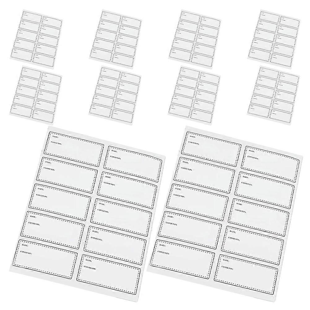 White Multi-Function Bottle Stickers Food Labels Note Date 10Sheets