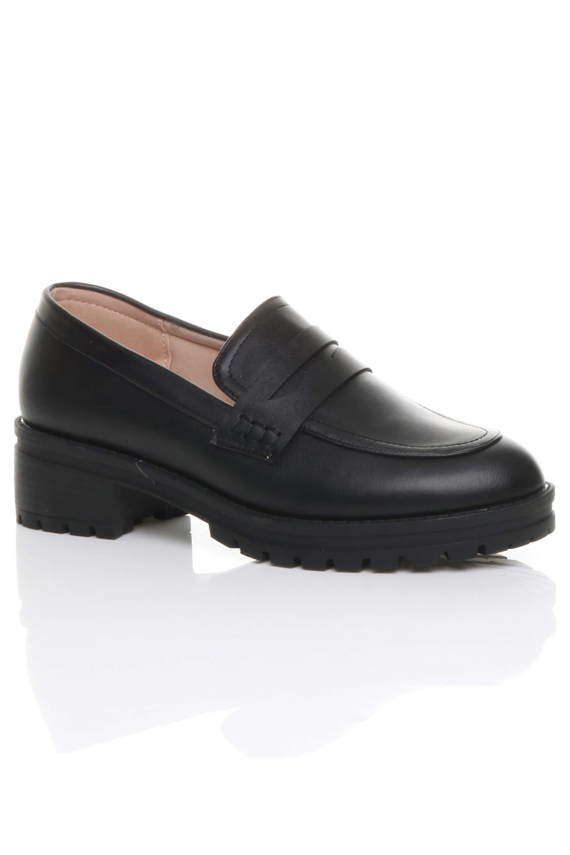 Flat Chunky Heeled Penny Loafers