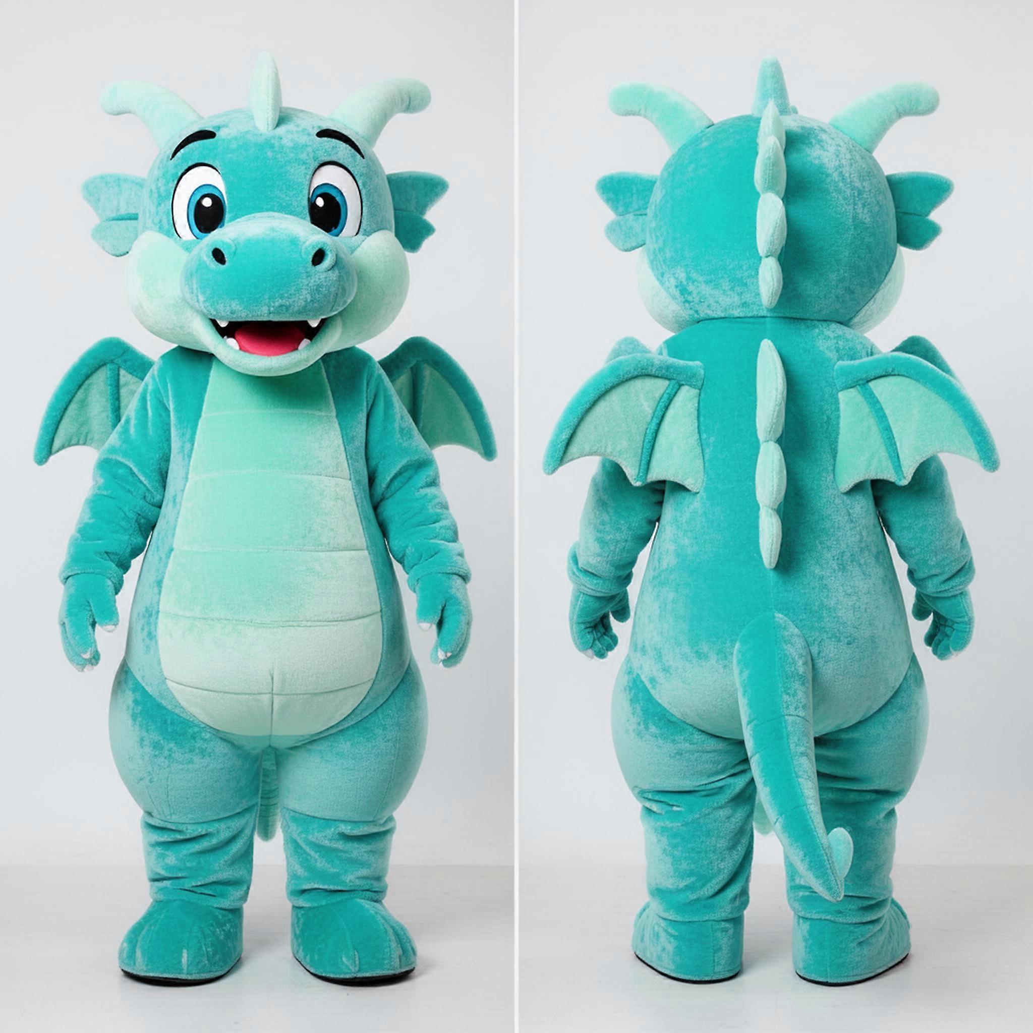 MASTICOT Turquoise Velvety Dragon Mascot