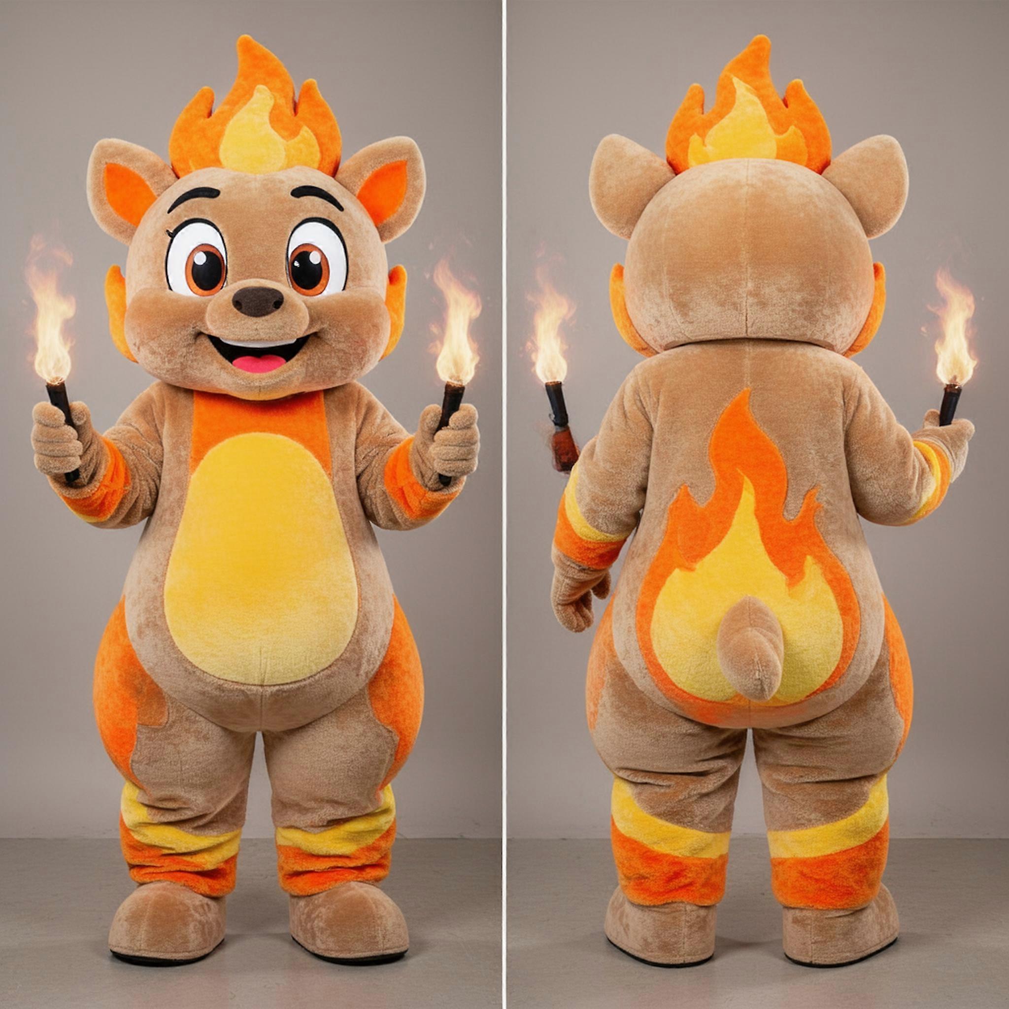 MASTICOT Beigey Brown Expressive Fire Eater Mascot