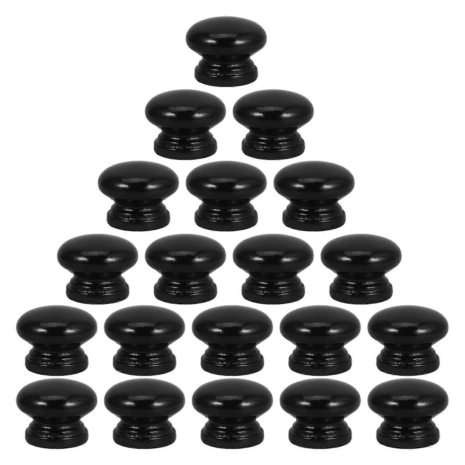 Mushroom Shape Cabinet Knobs Black Wood Drawer Pulls Handles with Screws 30Pcs