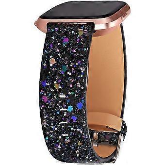 Elegant Black Glitter Replacement Strap for Fitbit Versa Women, Secure Fit and Stylish Bracelet Design