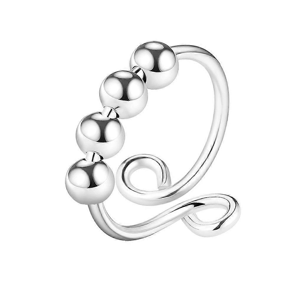 Adjustable Rotating Fidget Beads Ring Snowflake Design