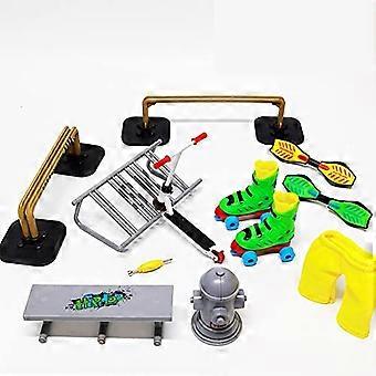 Fingerboard-Set mit Scooter aus Aluminiumlegierung, zweifarbigen Boards und komplettem Fingerboard-Aktivitätsset