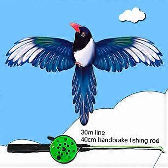 Kids Kite Flying Set - Assorted Cartoon Designs (Butterfly, Mermaid, Parrot, Eagle) With Handle, Outdoor Toy