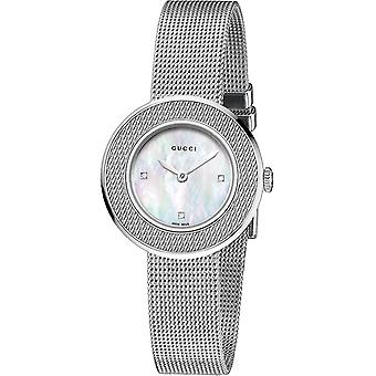 R. gucci u-play ac sm e/nac.3diam Mesh Watch for Women Analog Quartz with Stainless Steel Bracelet YA129517