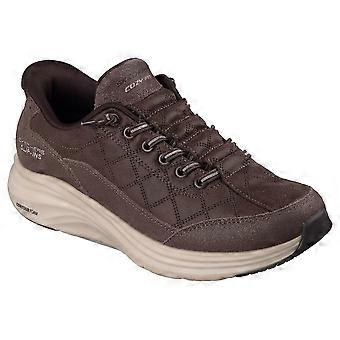 Skechers dames sneakers met Contour Foam en geheugenschuim, model Slip-Ins, met suède en leer.