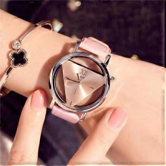 Triangulation Watch Luxury Wrist Watch Women's Quartz Fashion and Causal Ladies Leather Watch