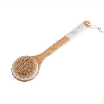Dual-Sided Long Handle Shower Brush with Soft and Stiff Bristles for Exfoliating and Back Scrubbing