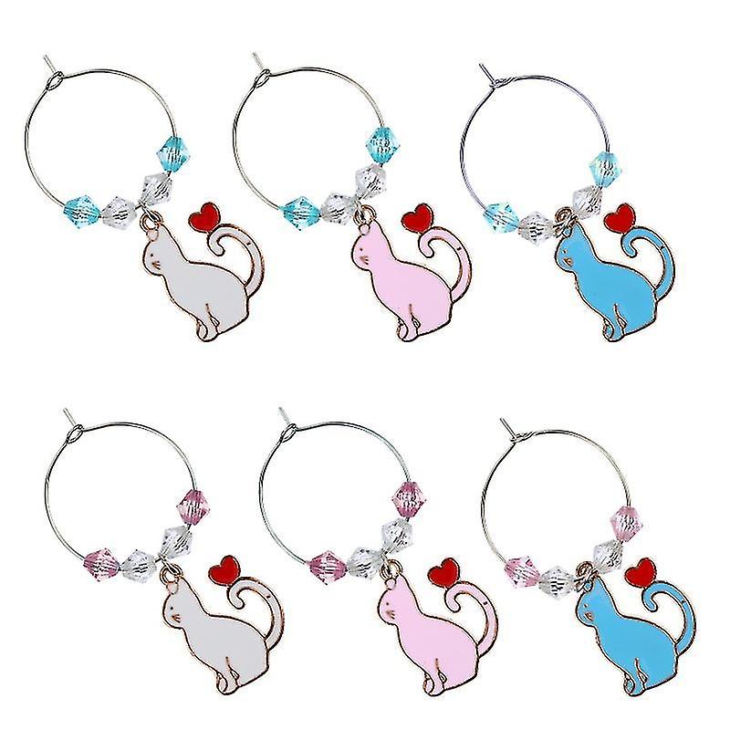 5.3X2.5cm Assorted Color Wine Glass Charms 1 Set 6pcs Wine Glass Identification Pendant Rings Lovely