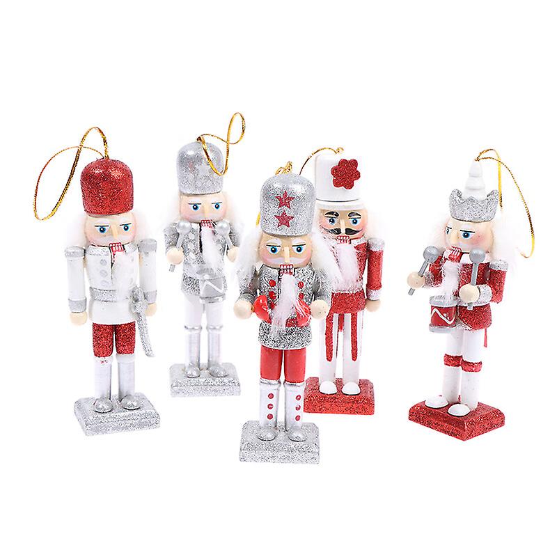 Random 1pc 12cm Wooden Nutcracker Solider Figure Model Handcraft Christmas Home Decor Gifts