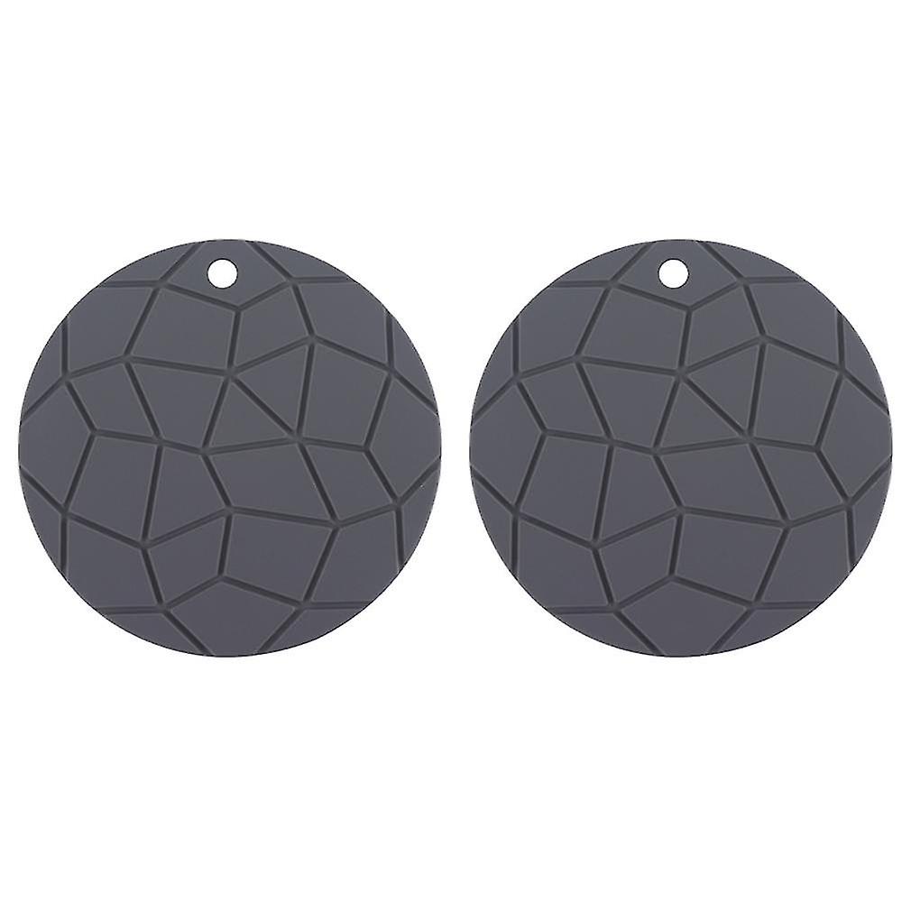 Geometric Gray Silicone Potholders,round Trivets,hot Pads,2pcs