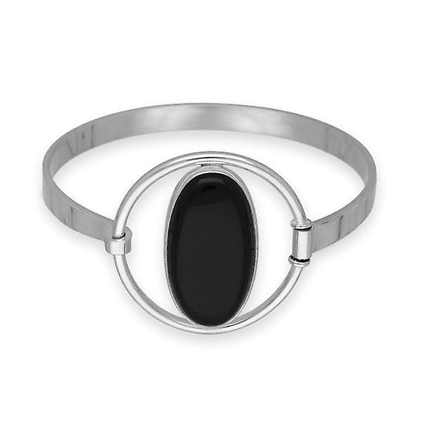 Sterling Silver Traditional Scottish Retro Hand Crafted Bangle - Ony x Stone