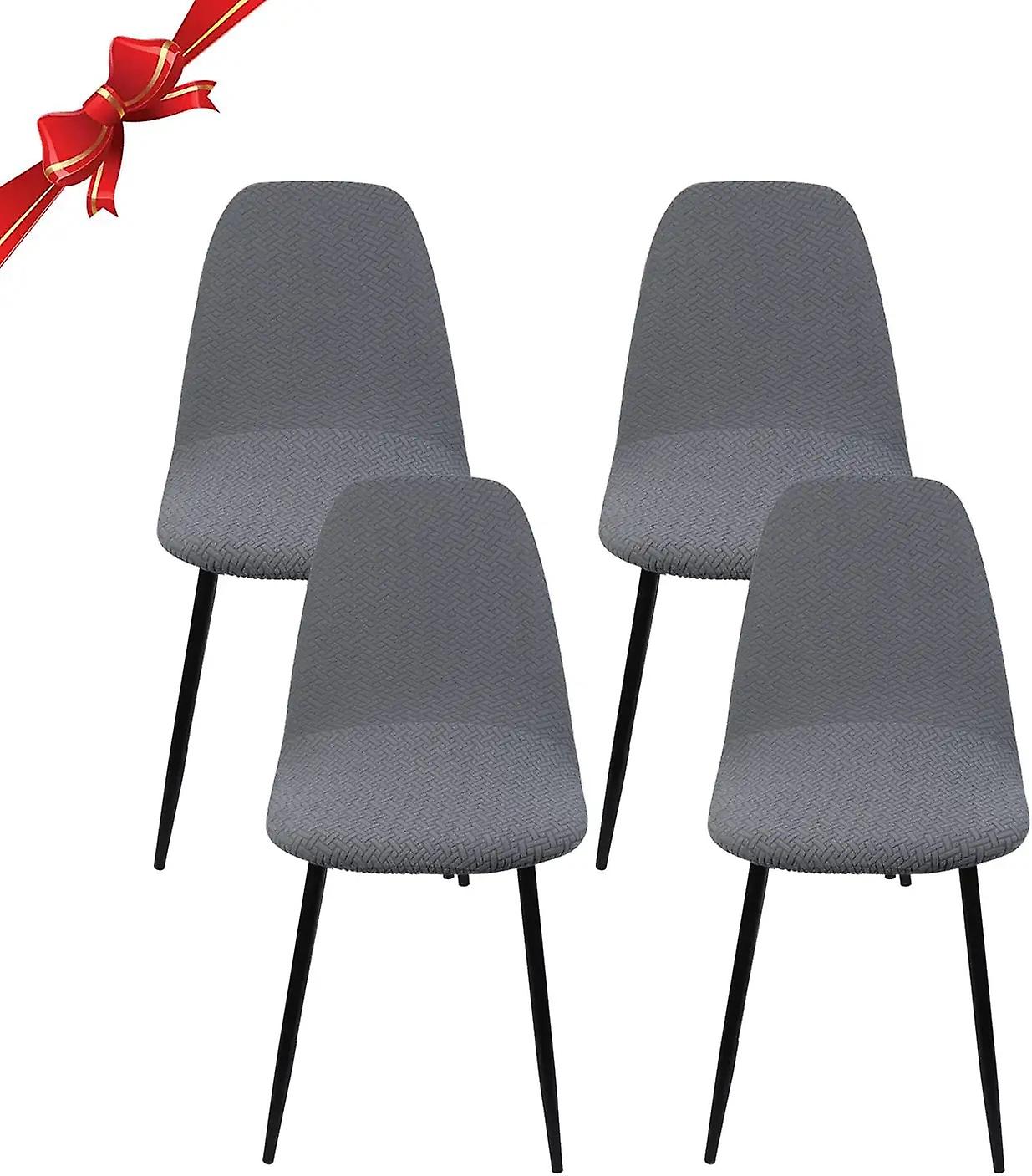 Scandinavian Chair Cover Set of 4, Scandinavian Stretch Dining Chair Slipcover,Jacquard Elastic Chair Cover Universal for Home Decor,Grey